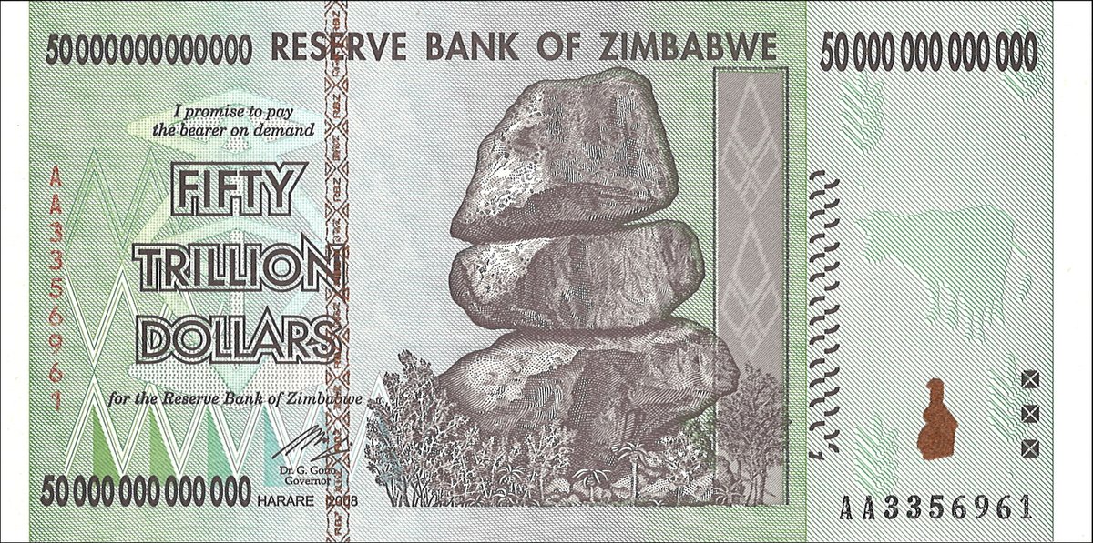 50 trillion dollars (Harare 2008)